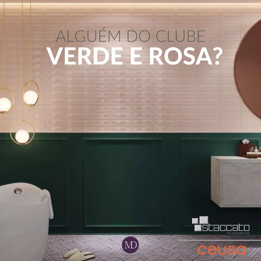 Ambiente que mistura os queridinhos verde e rosa
